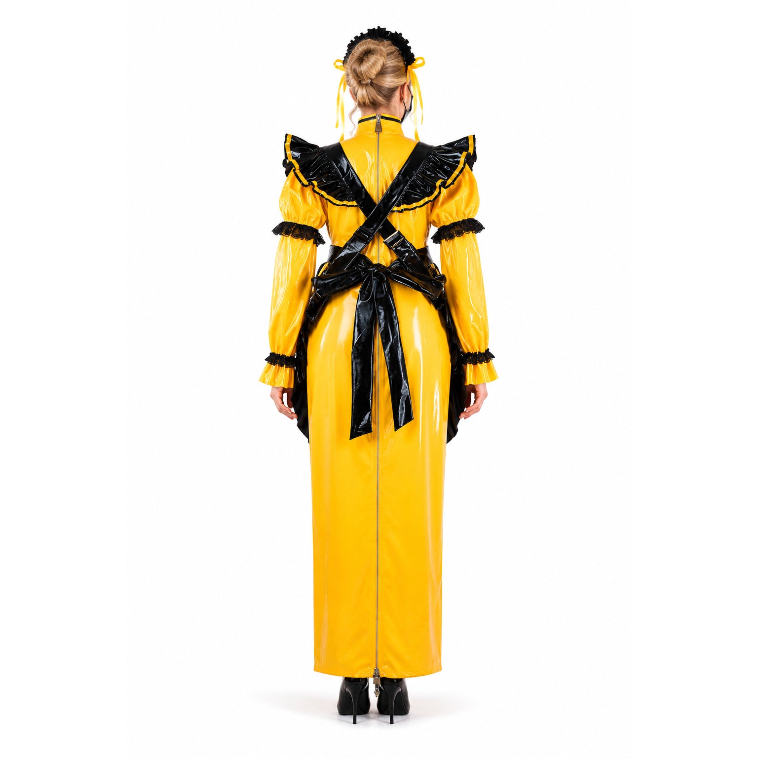 yellow thin pvc dress G2199