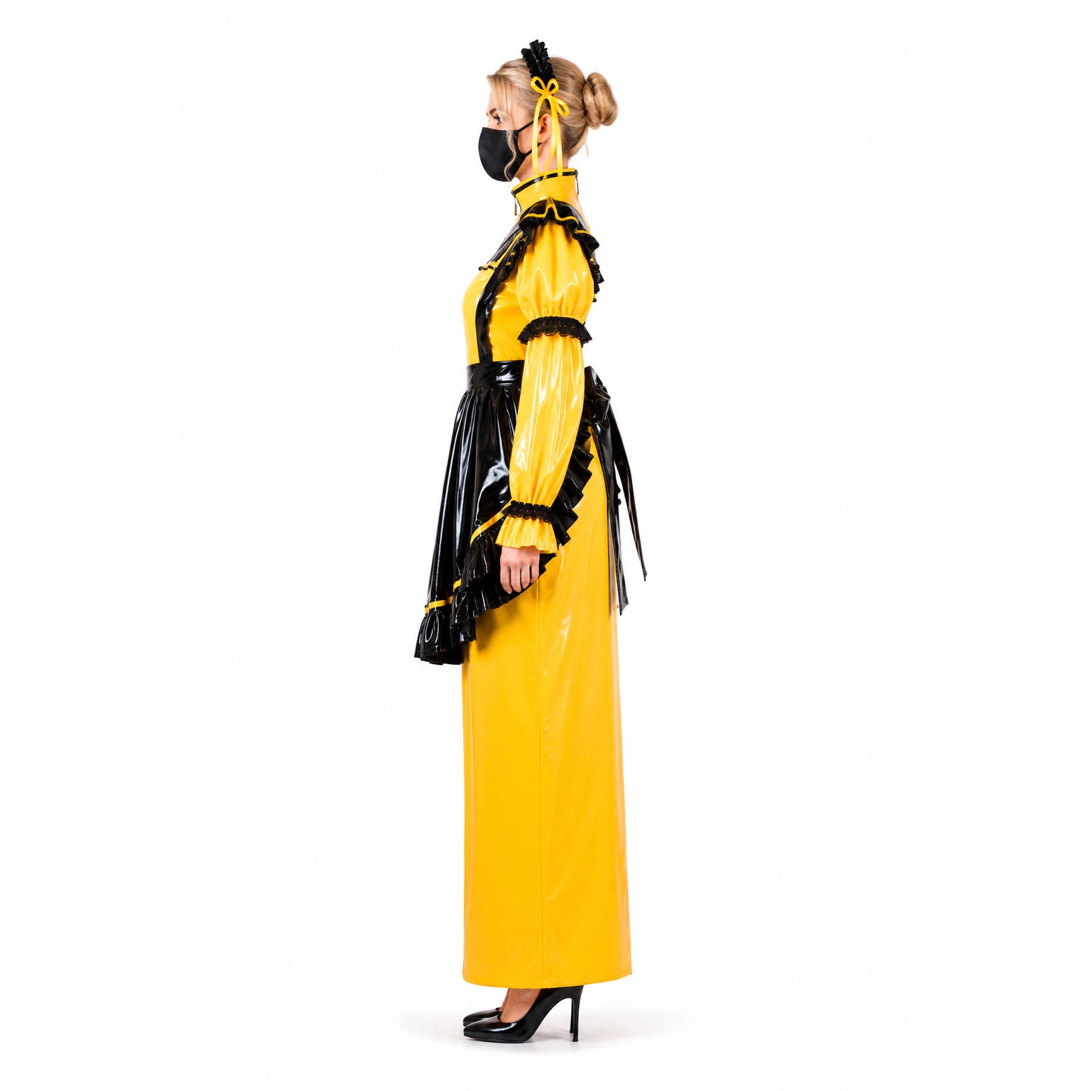 yellow thin pvc dress G2199