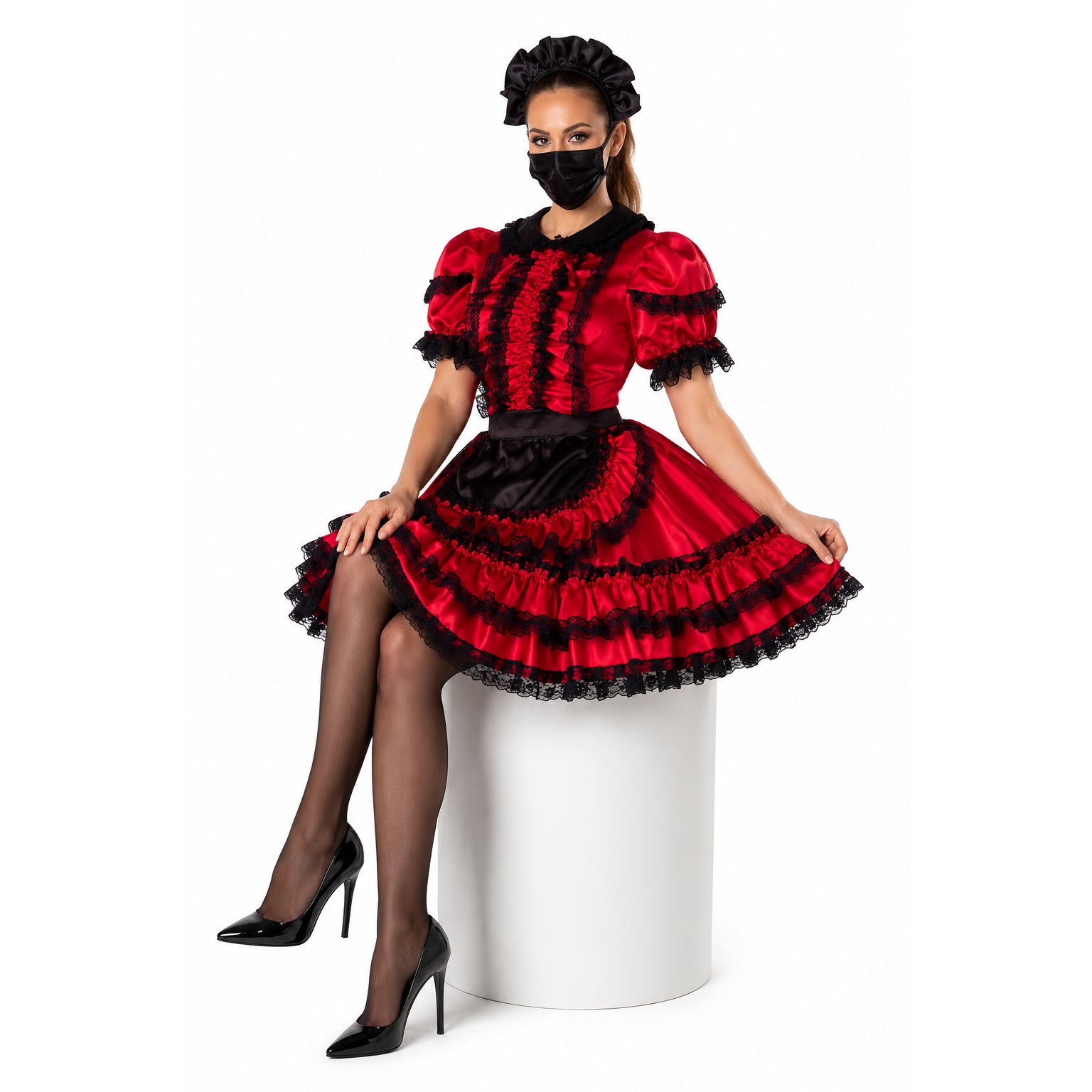 red satin dress G2200