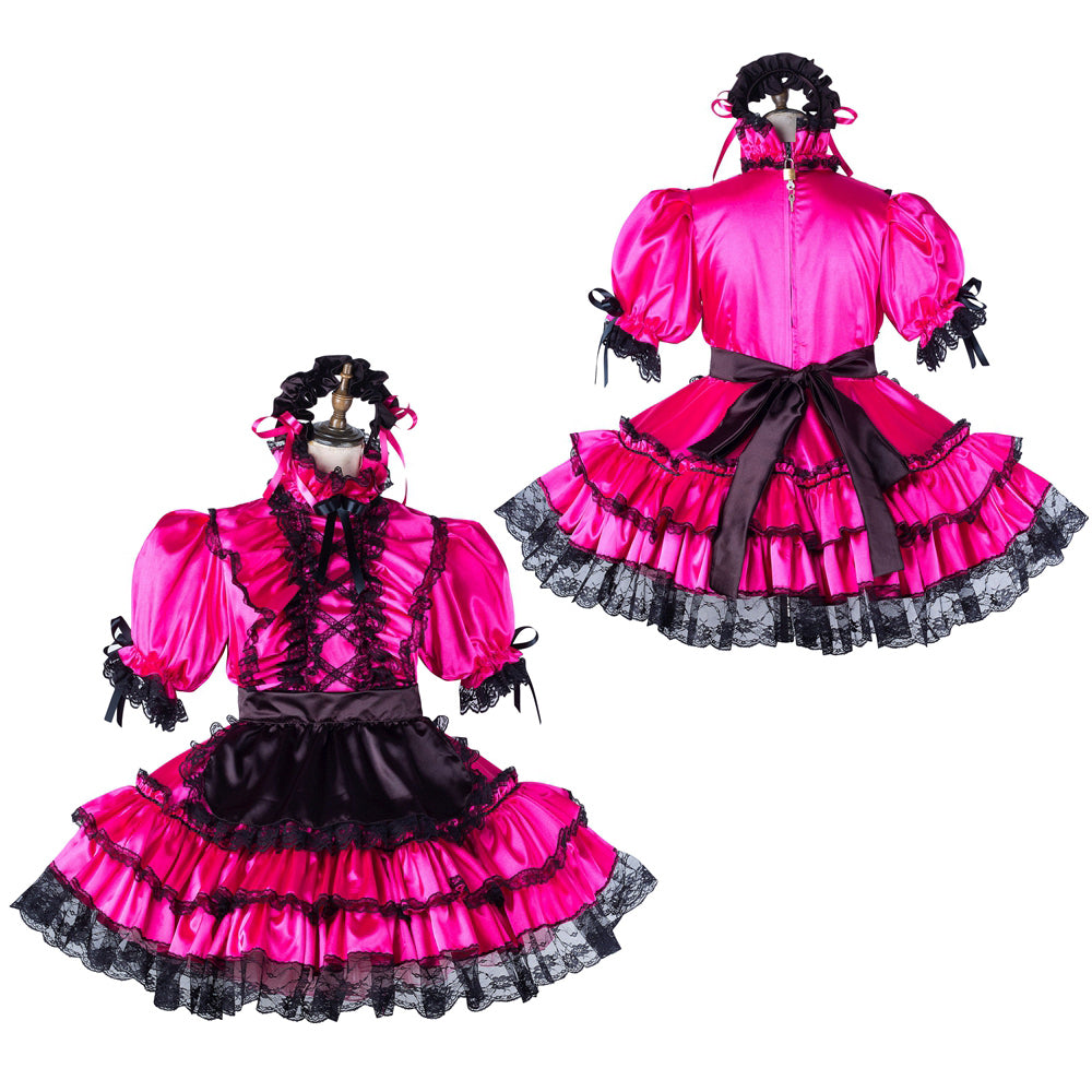 hot pink satin dress G2201