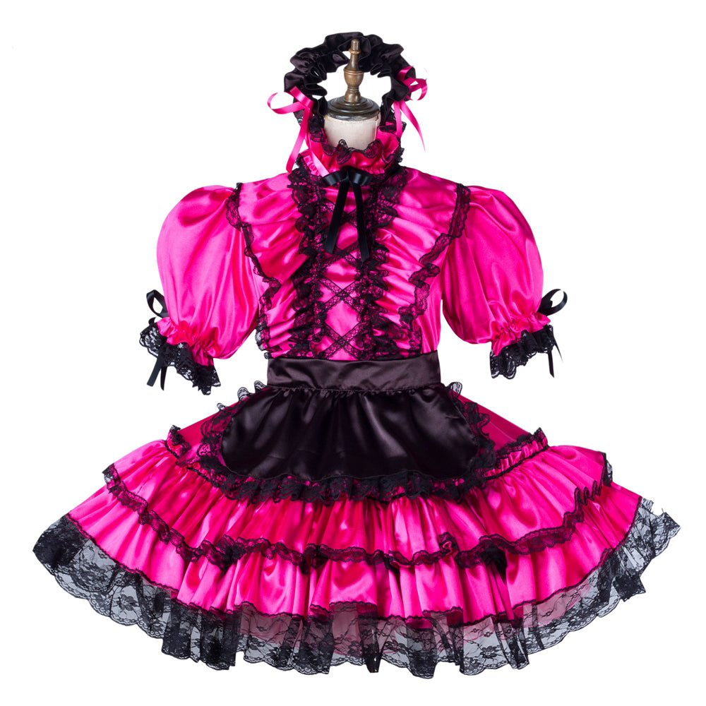 hot pink satin dress G2201