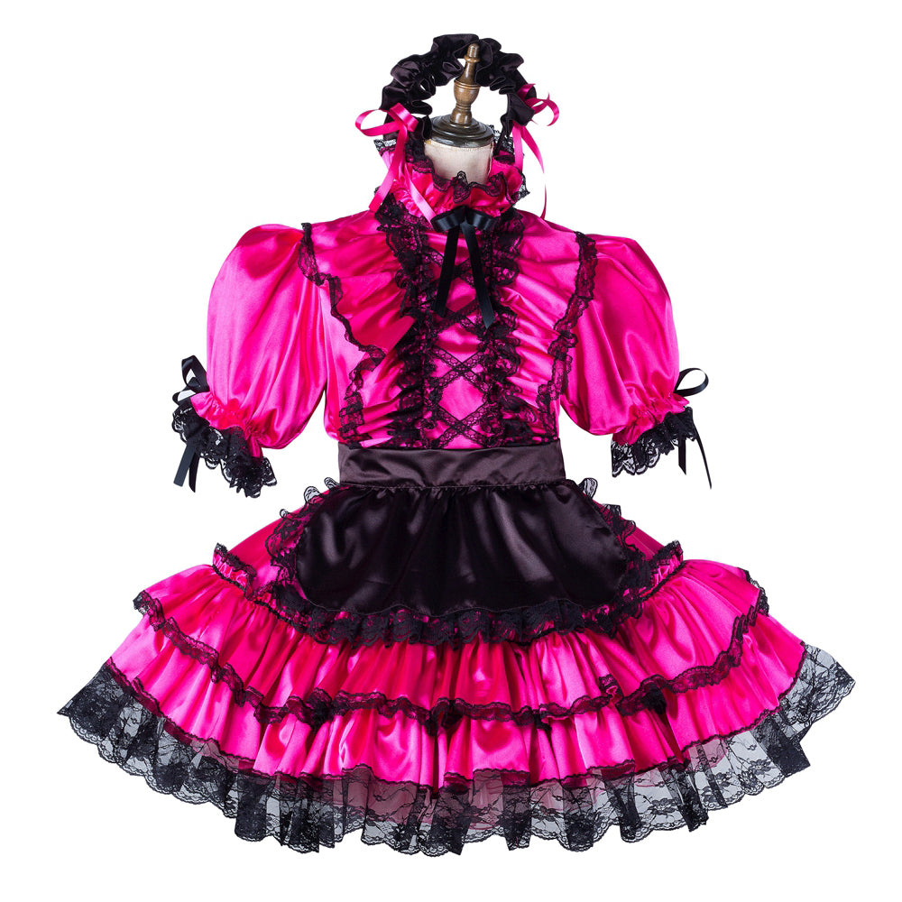 hot pink satin dress G2201