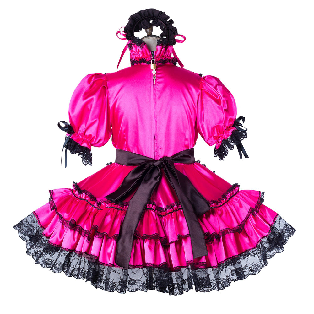hot pink satin dress G2201