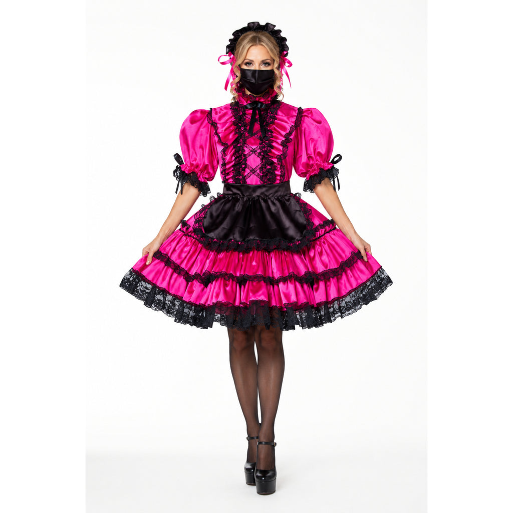 hot pink satin dress G2201
