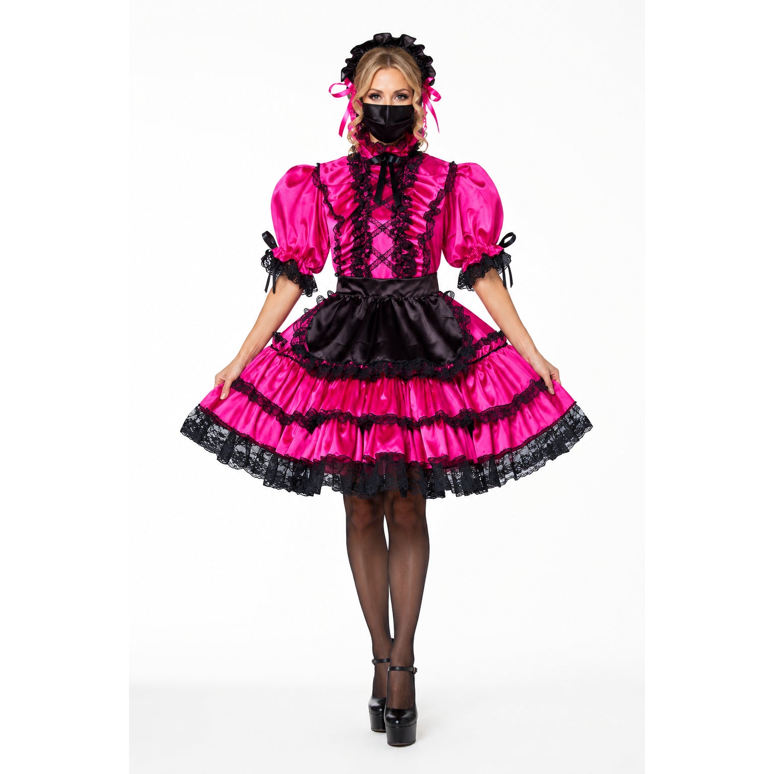hot pink satin dress G2201