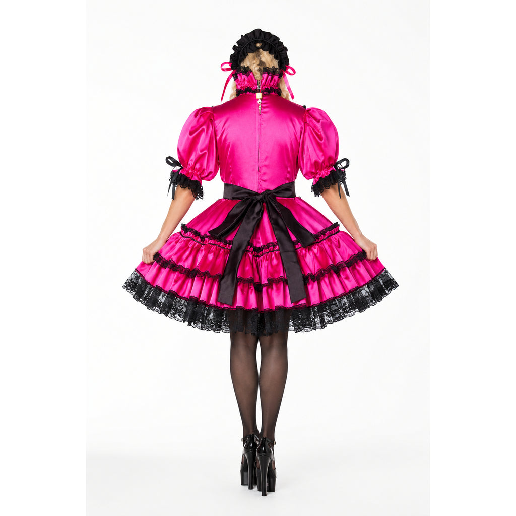 hot pink satin dress G2201