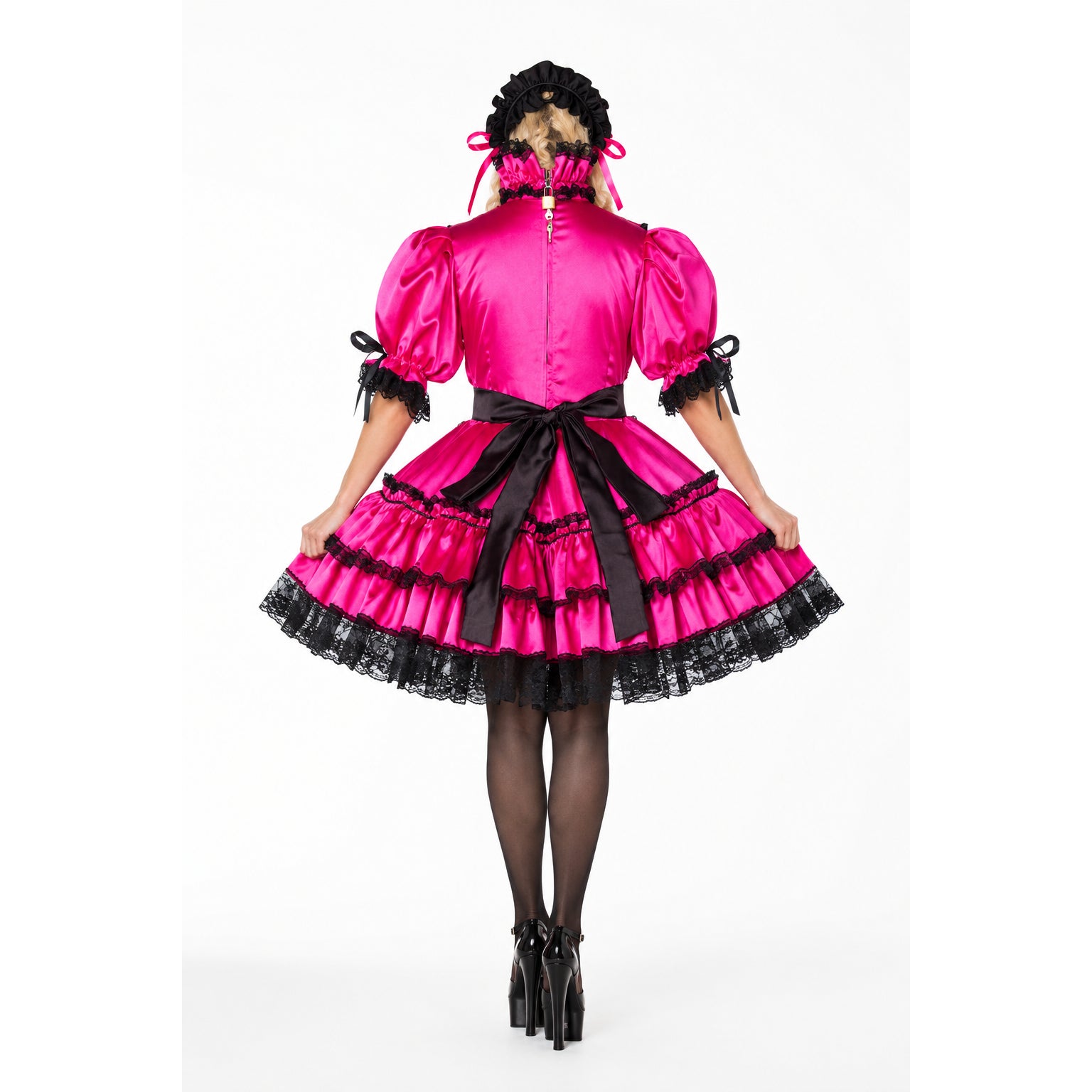 hot pink satin dress G2201