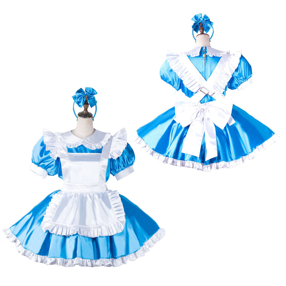 blue satin dress G2202