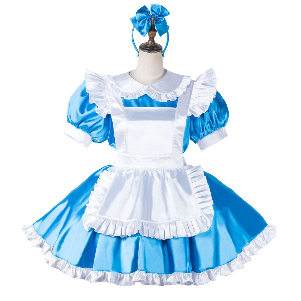 blue satin dress G2202