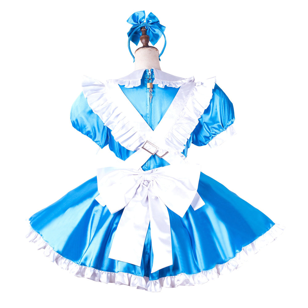 blue satin dress G2202