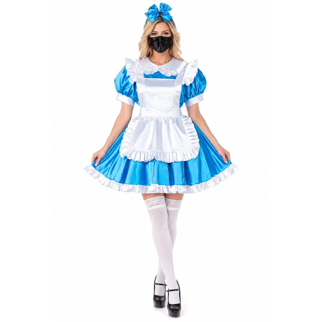 blue satin dress G2202