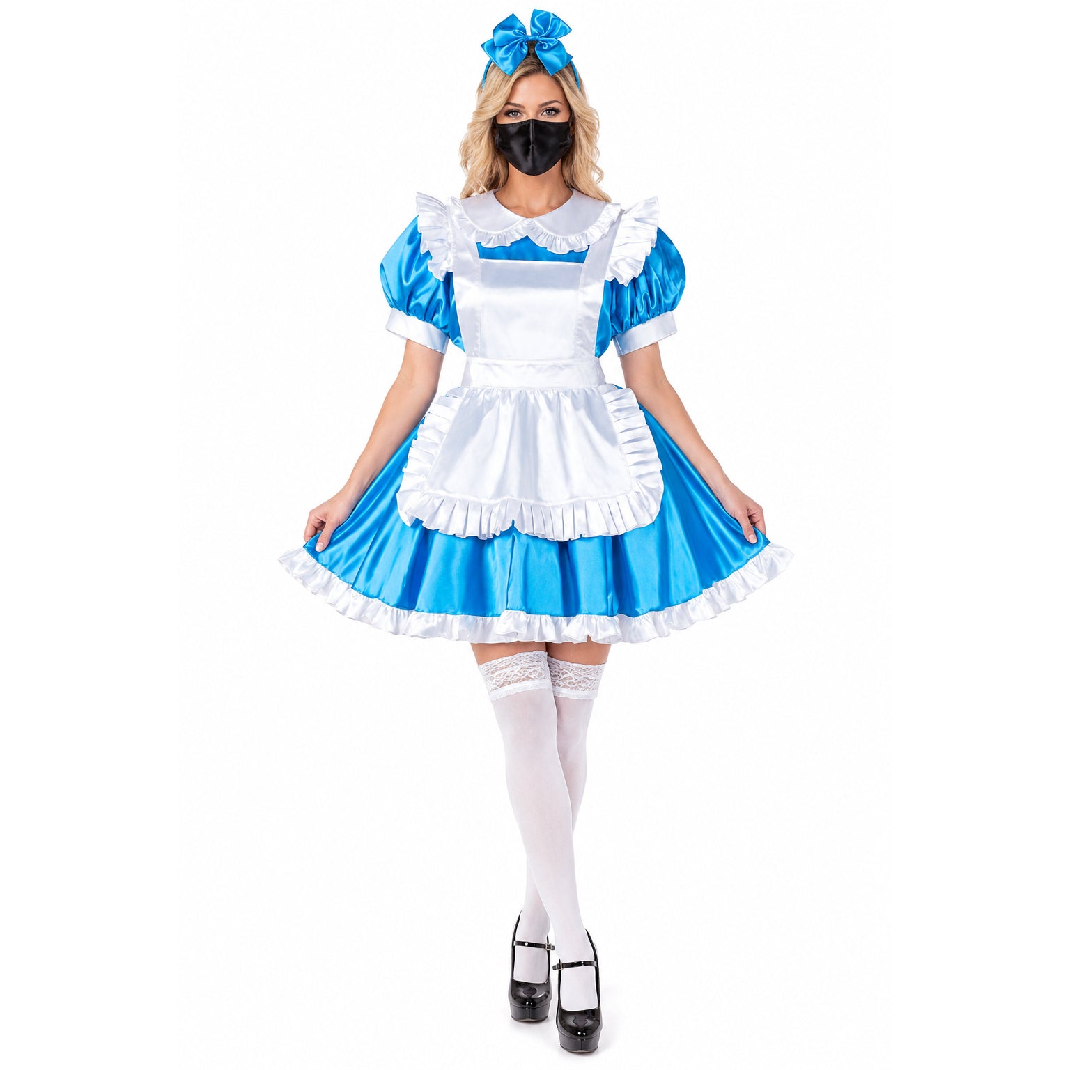 blue satin dress G2202