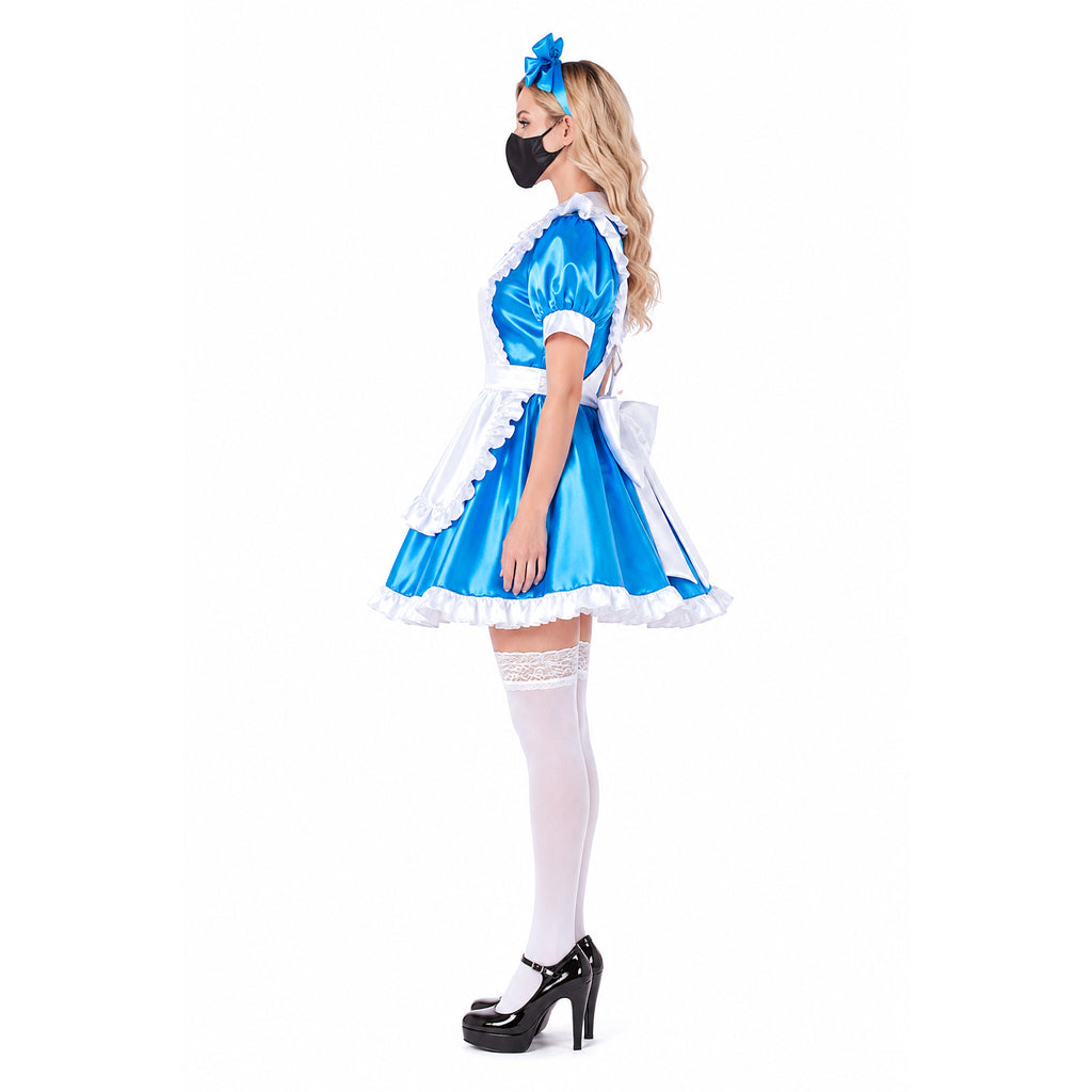 blue satin dress G2202