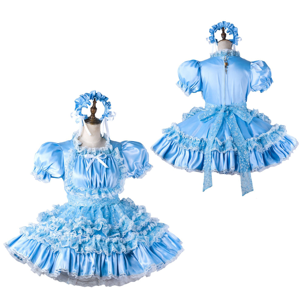 baby blue satin dress G2206
