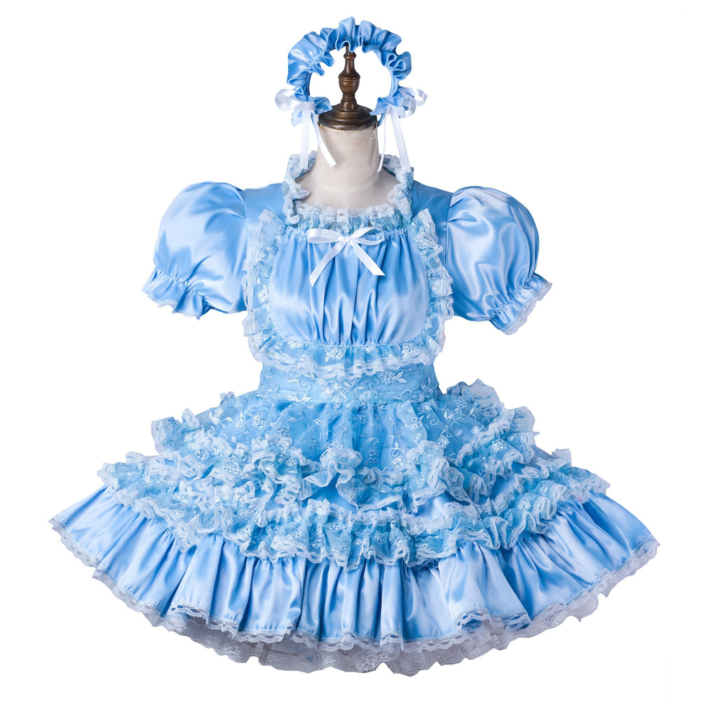 baby blue satin dress G2206