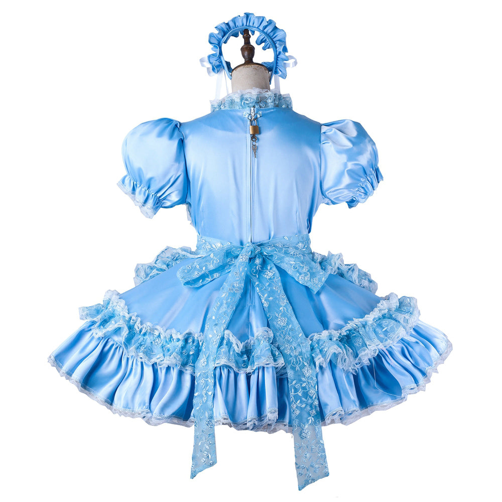 baby blue satin dress G2206
