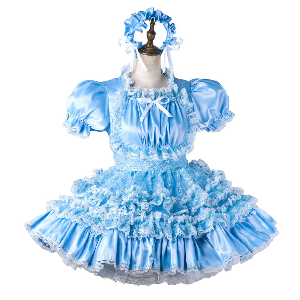 baby blue satin dress G2206