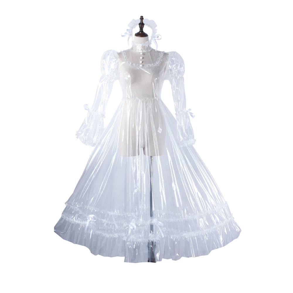 white clear pvc dress G2210