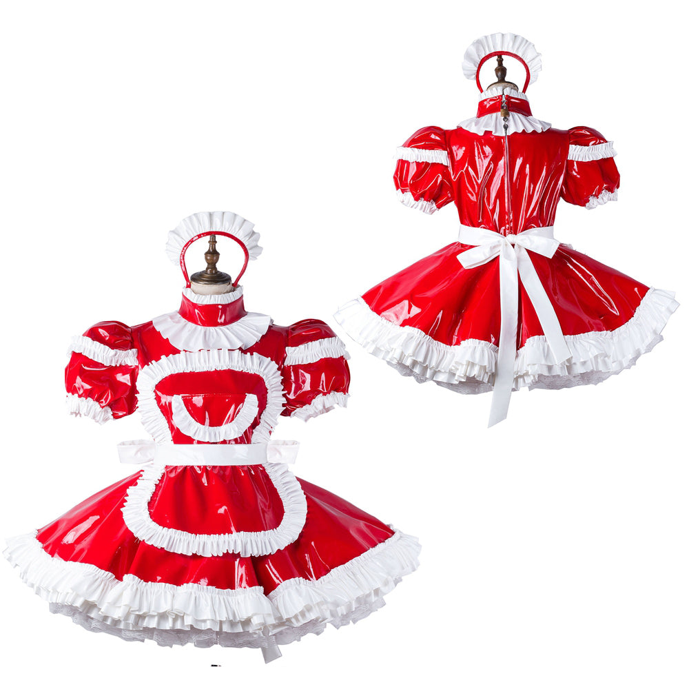 red heavy pvc dress G2211