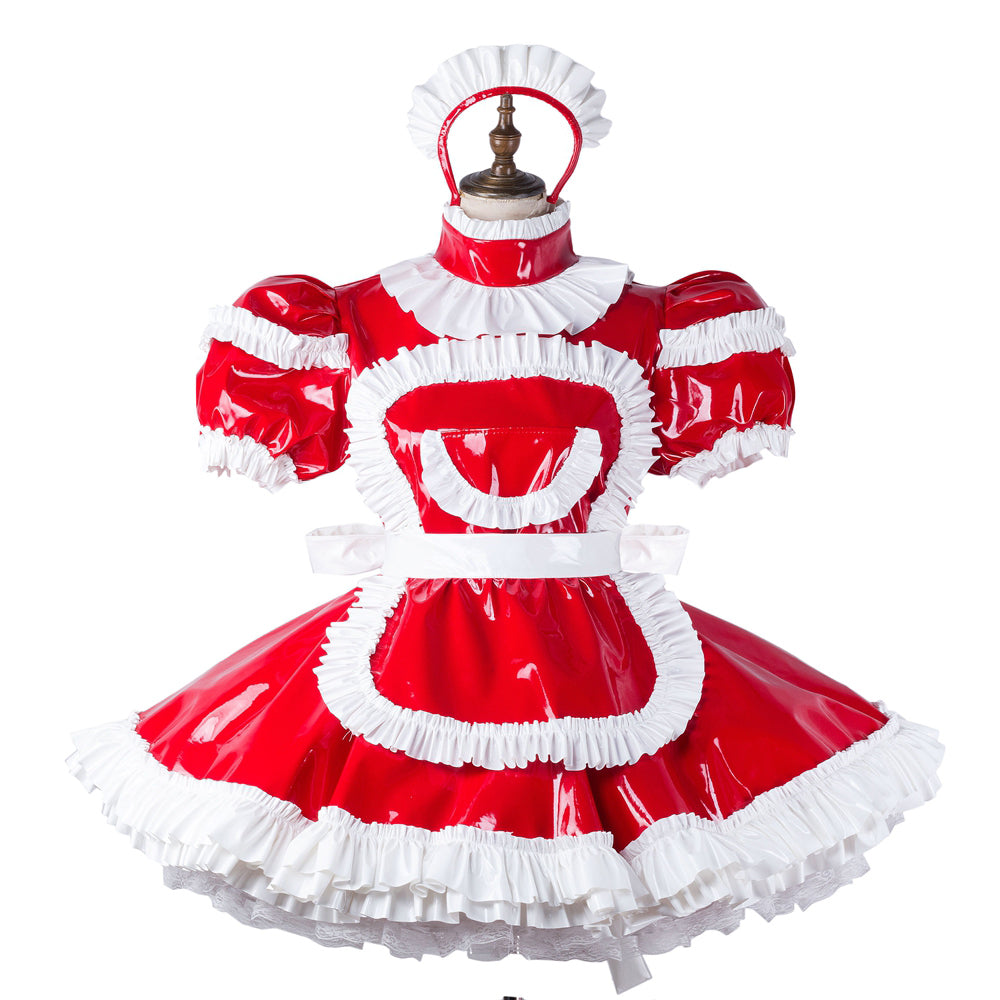 red heavy pvc dress G2211