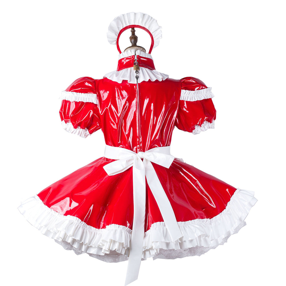 red heavy pvc dress G2211