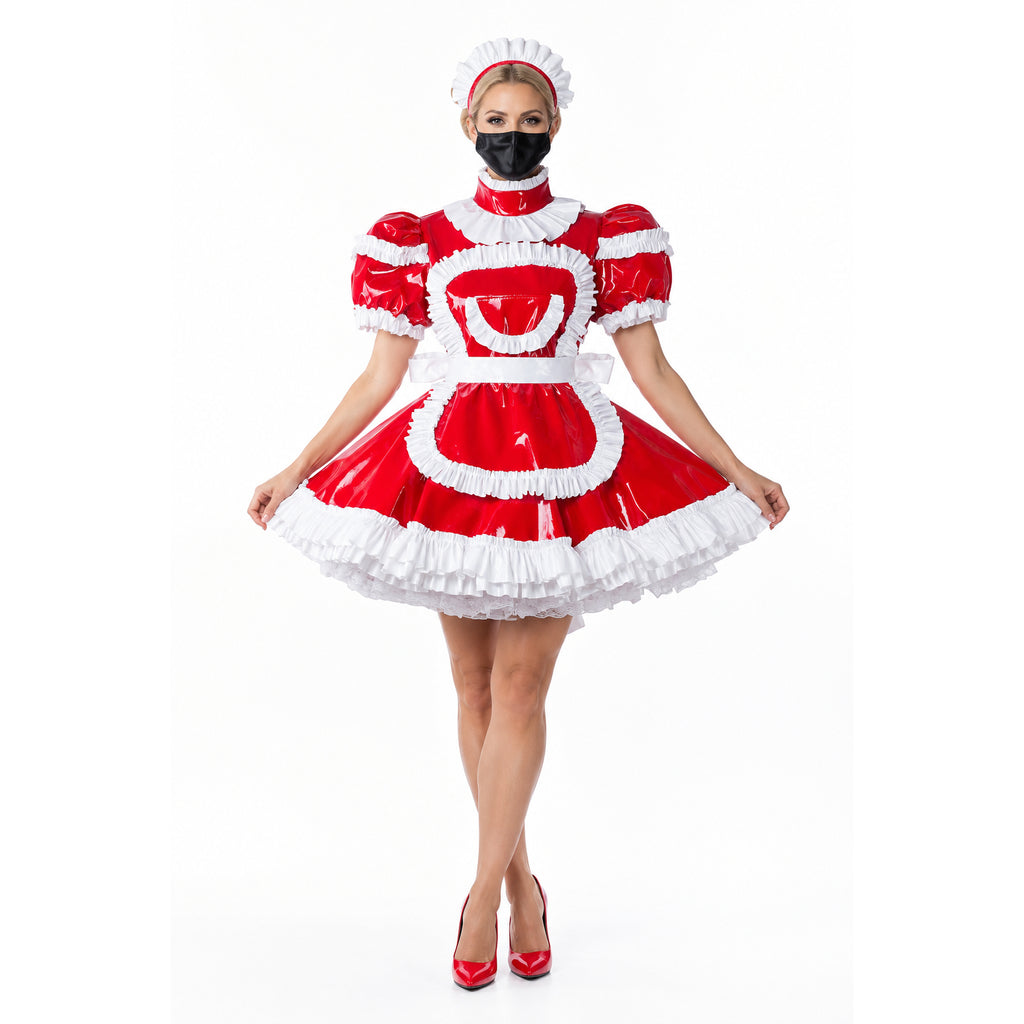 red heavy pvc dress G2211