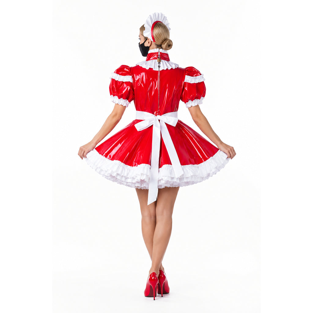 red heavy pvc dress G2211