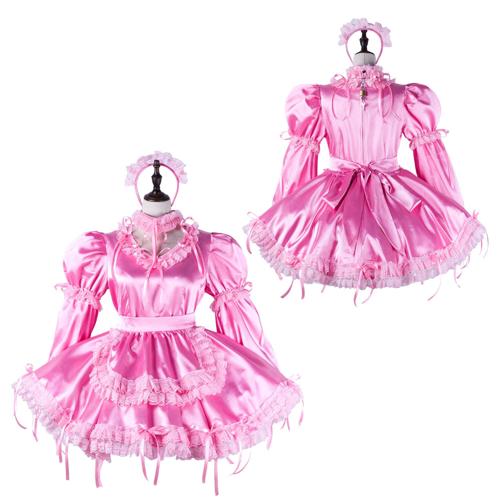 pink satin dress G2215