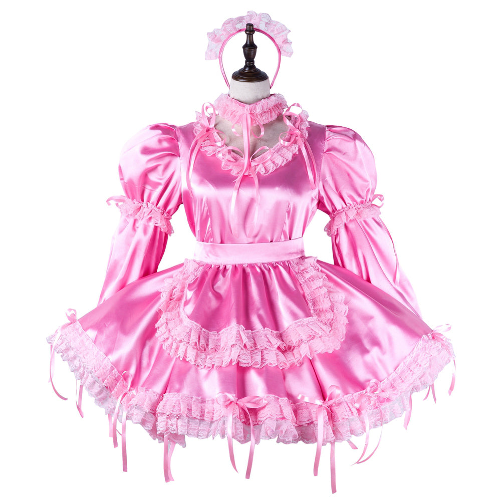 pink satin dress G2215