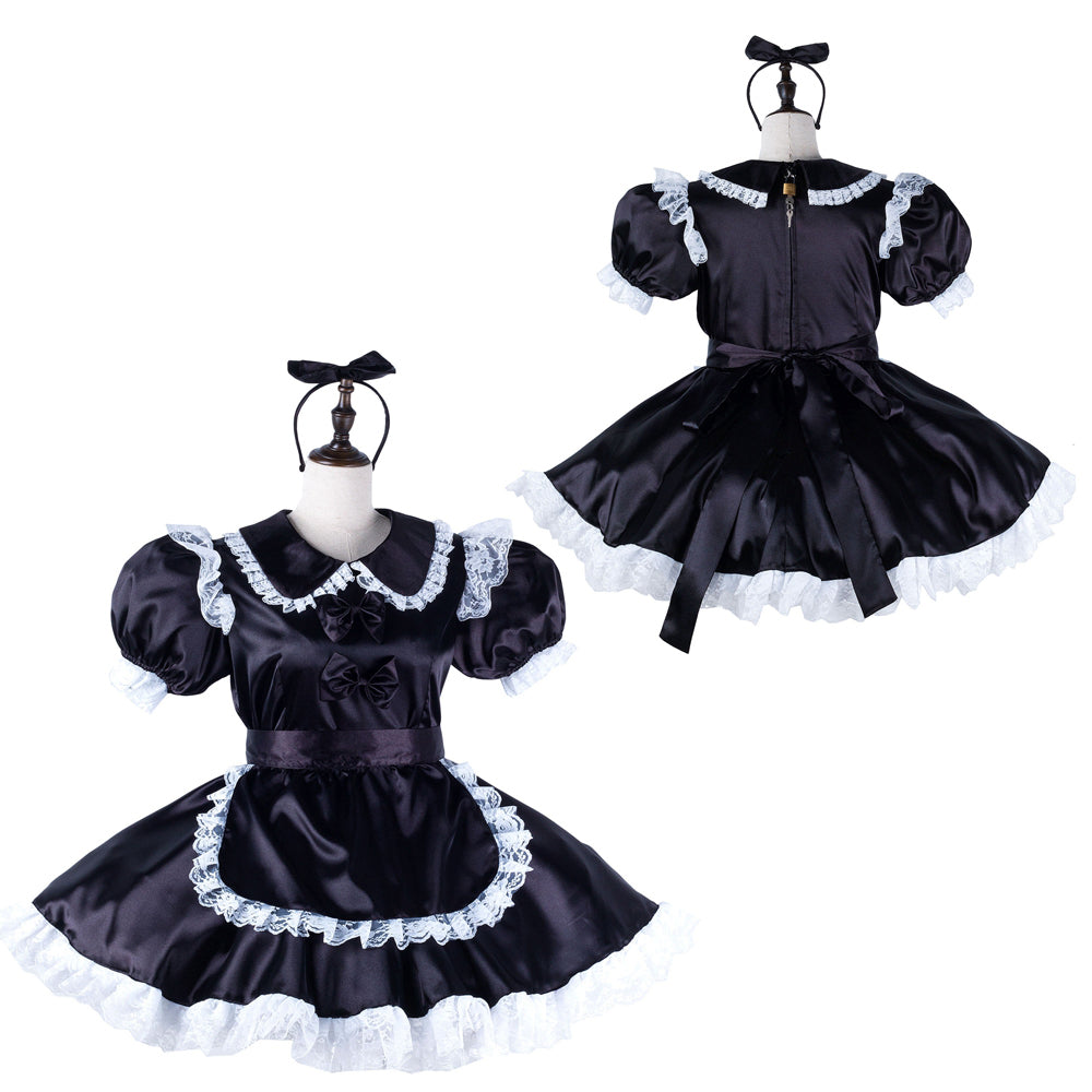 black satin dress G2218