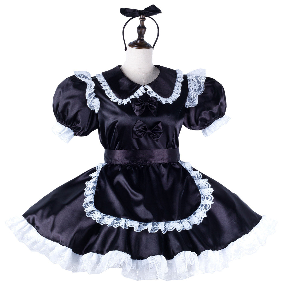 black satin dress G2218