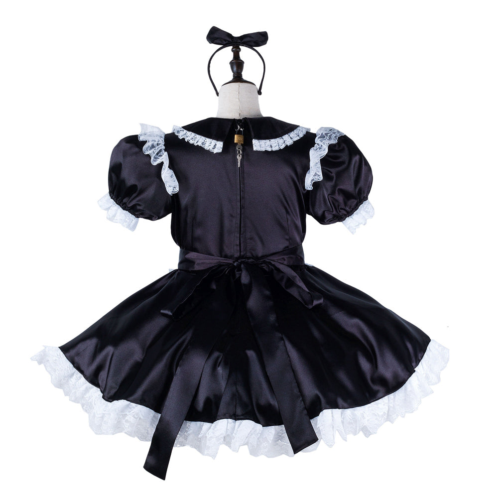 black satin dress G2218