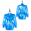 blue thin pvc dress G2229