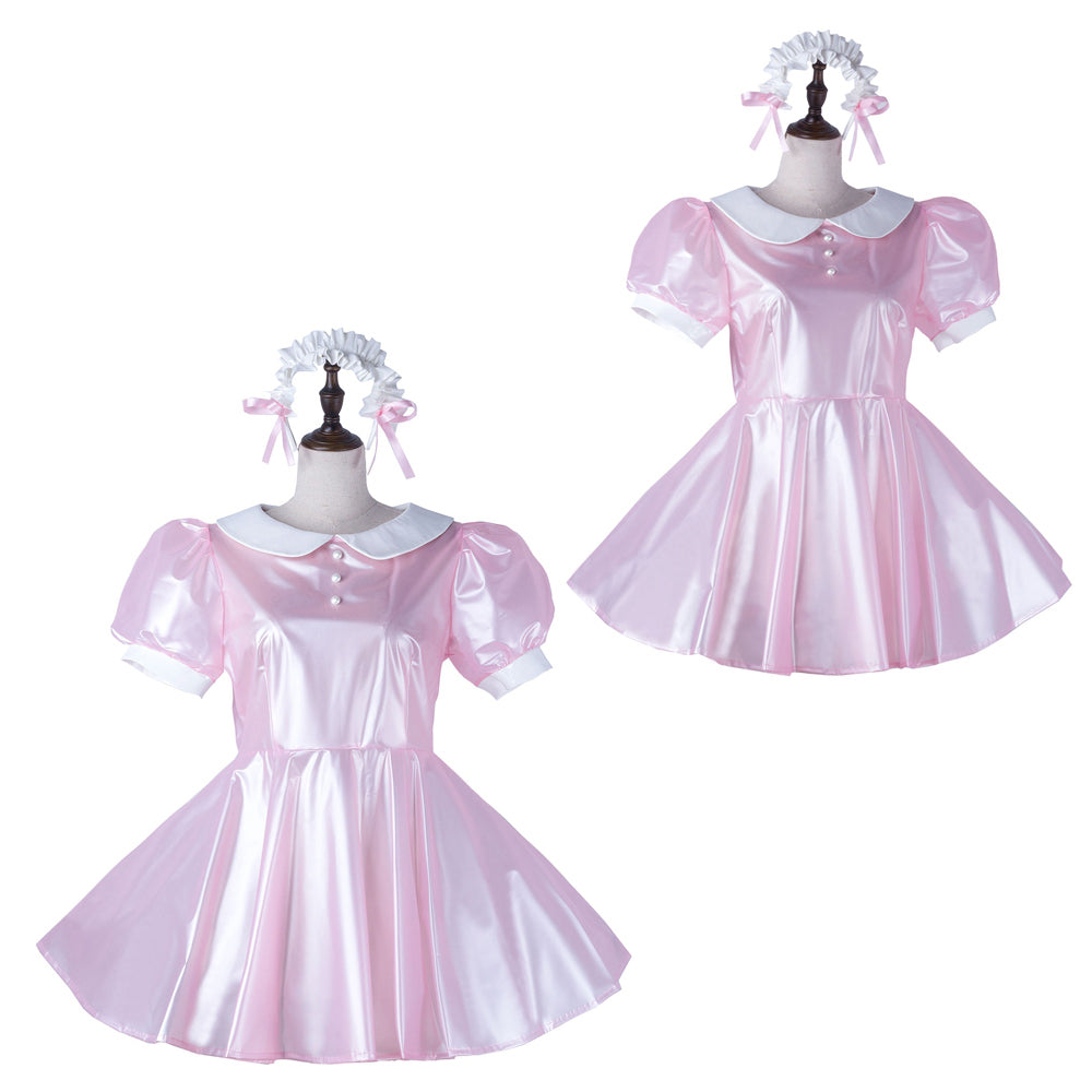 pink thin pvc dress G2231