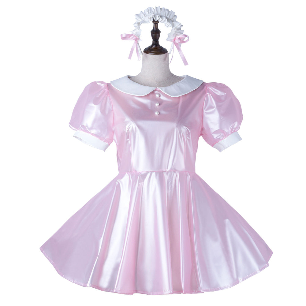 pink thin pvc dress G2231