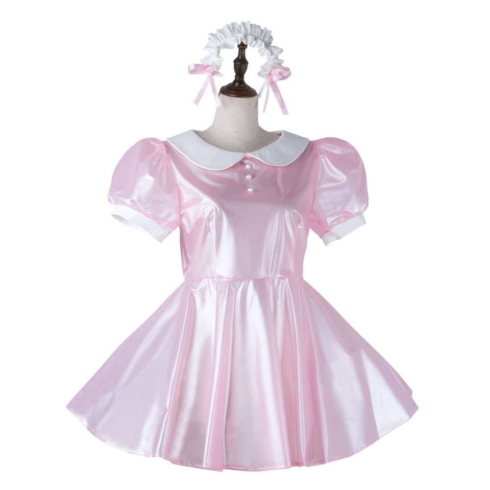 pink thin pvc dress G2231