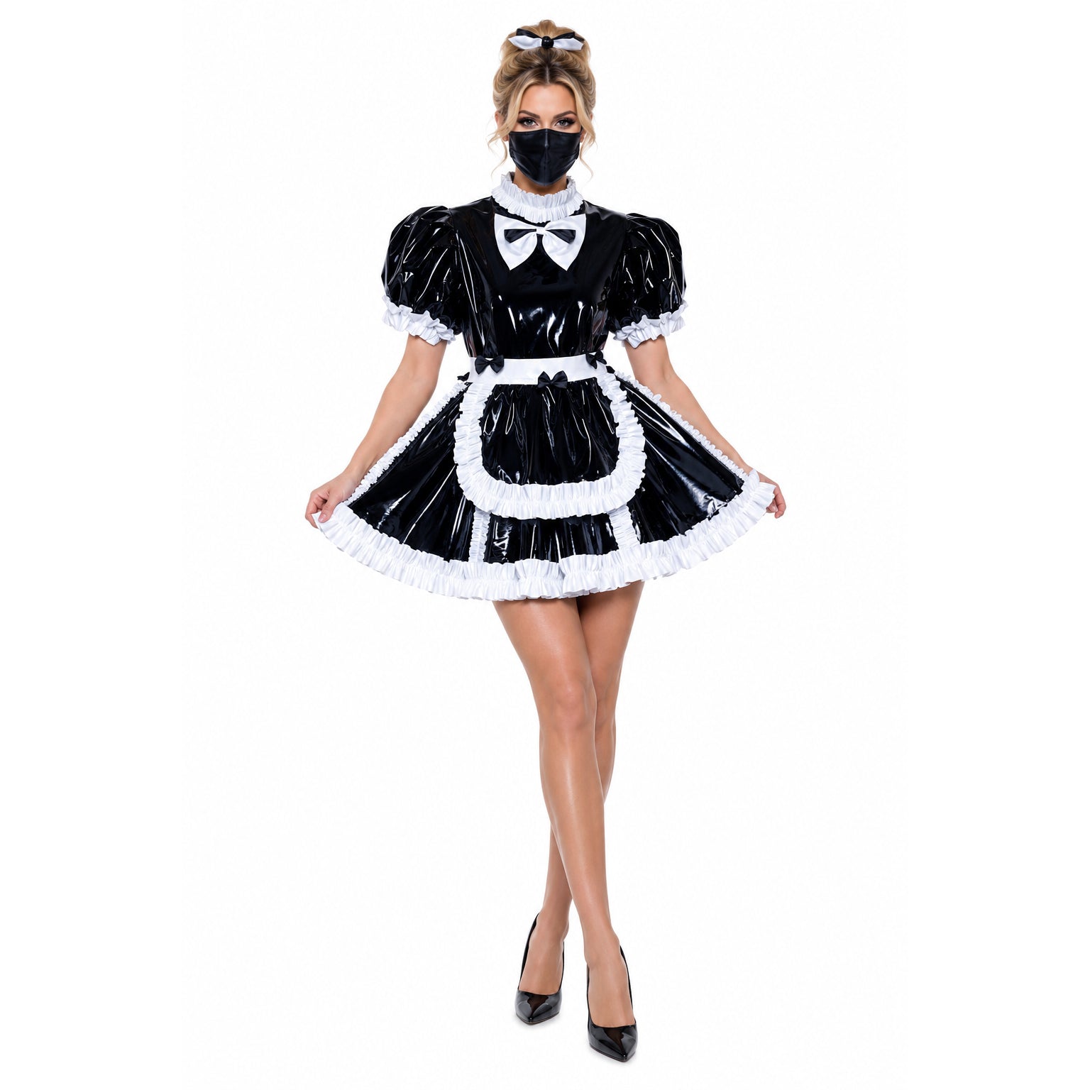 black heavy pvc dress G2232