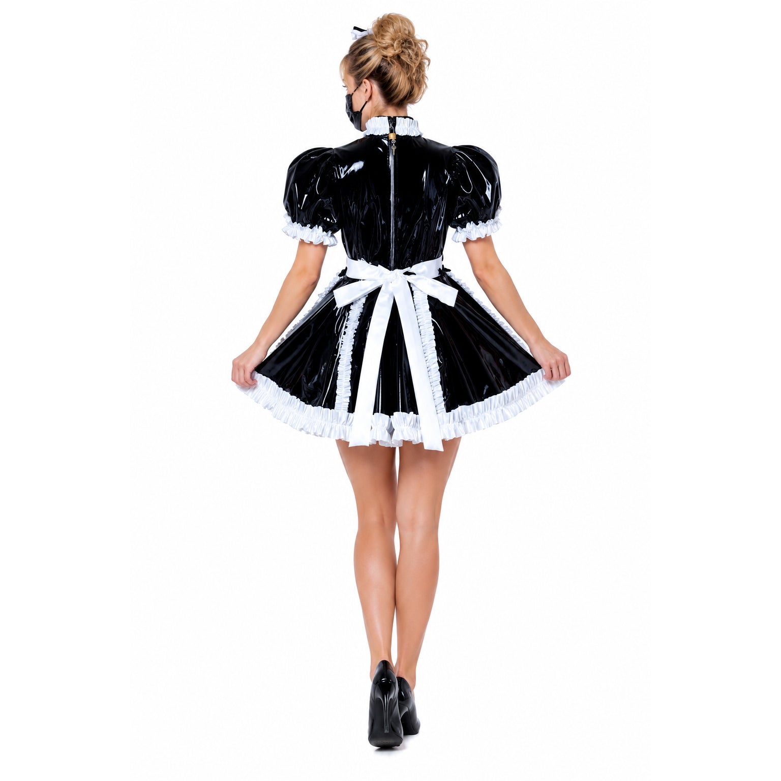 black heavy pvc dress G2232