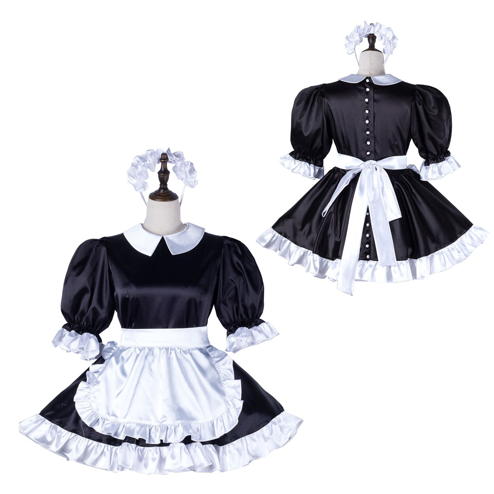 black satin dress G2234