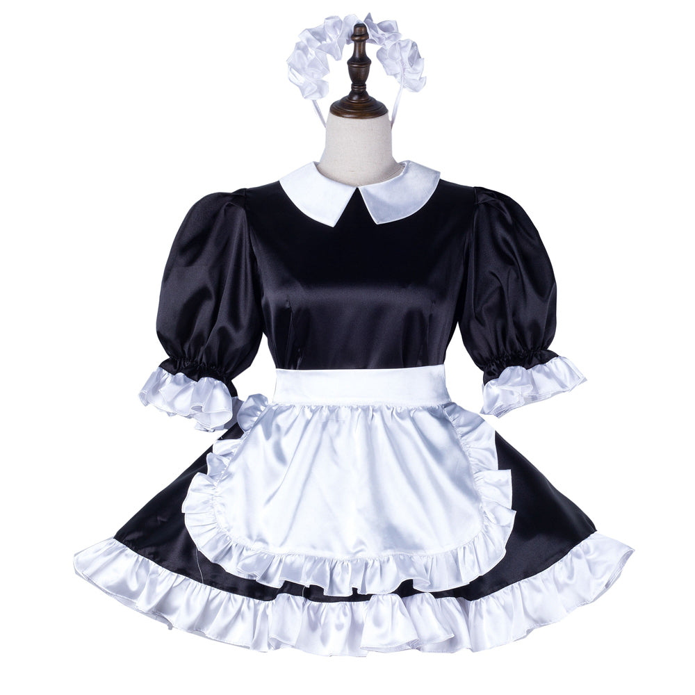 black satin dress G2234