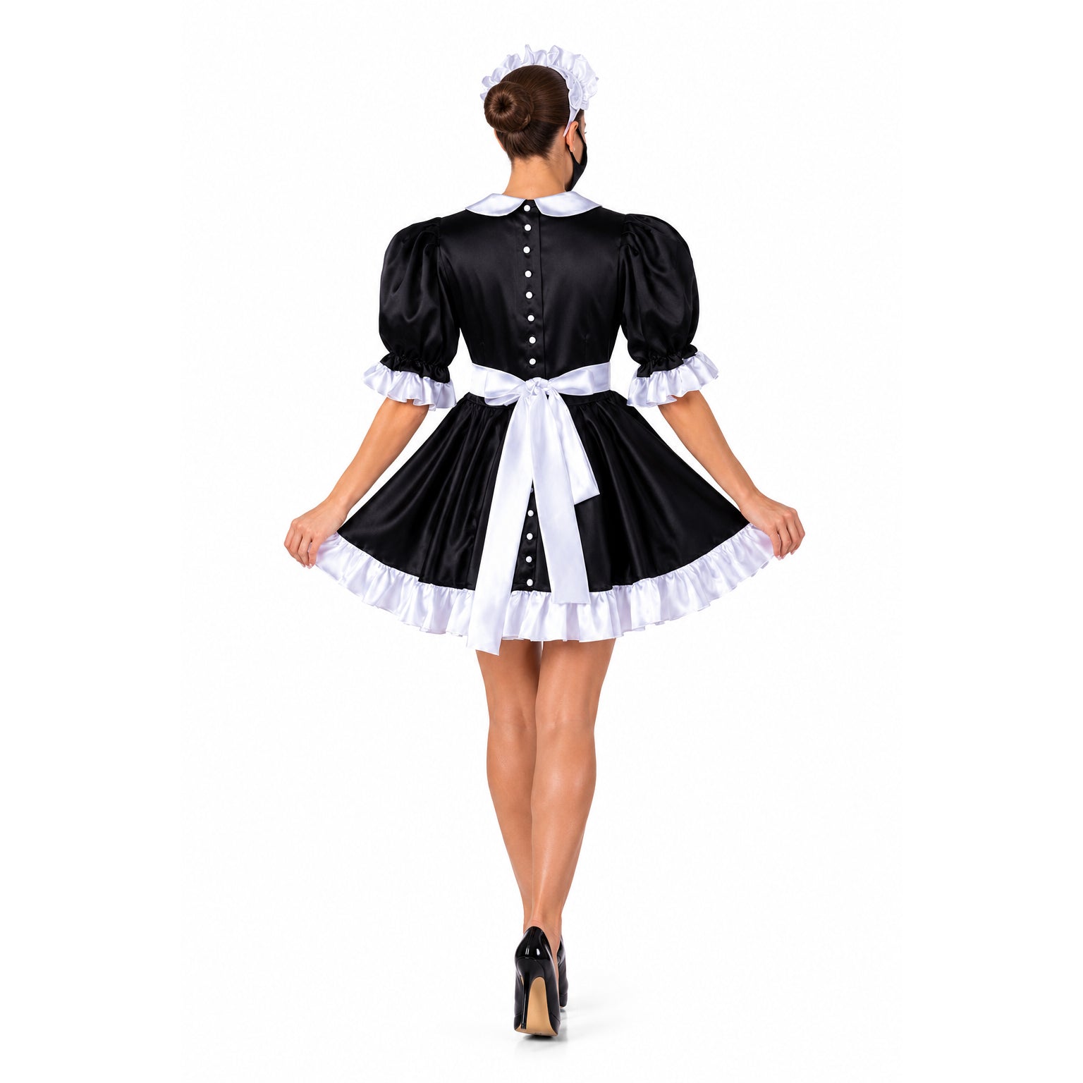 black satin dress G2234