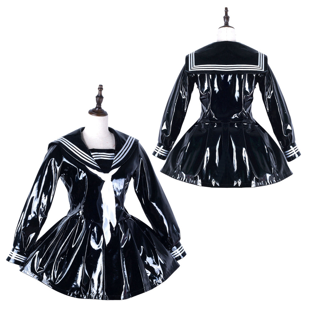 black heavy pvc dress G2237