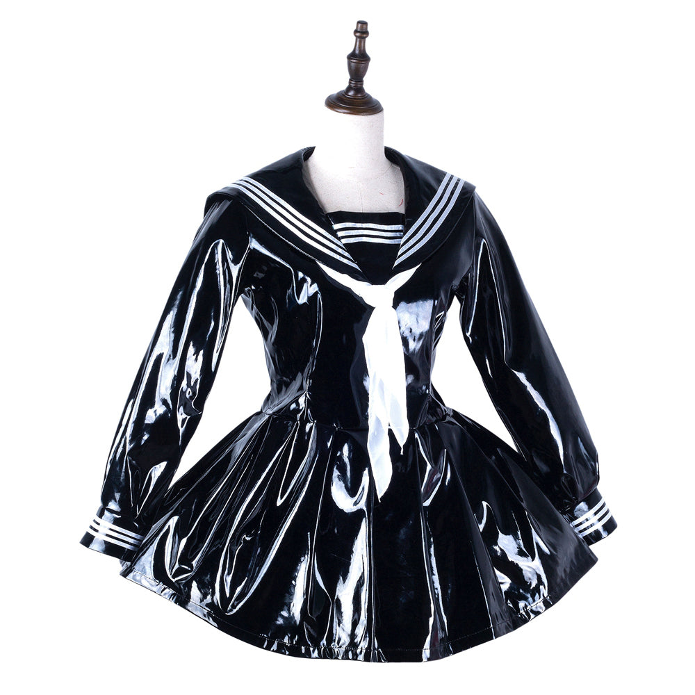 black heavy pvc dress G2237