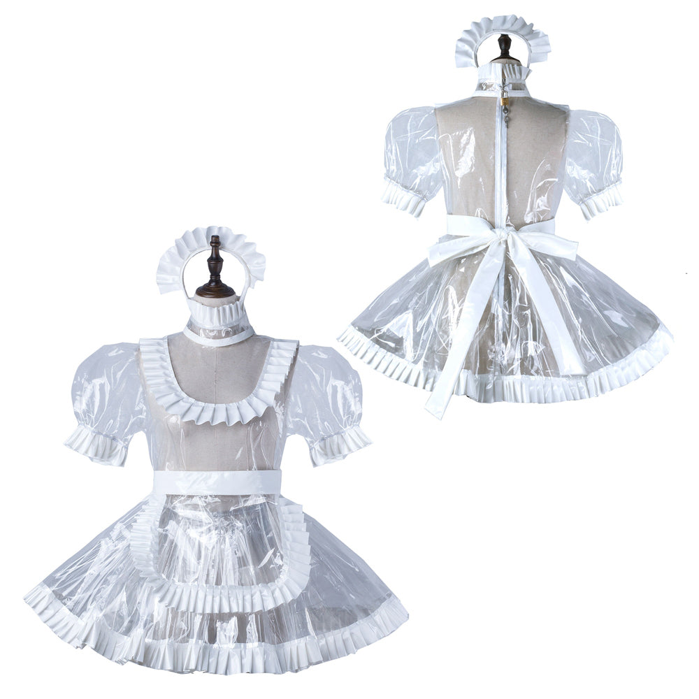 white clear pvc dress G2238