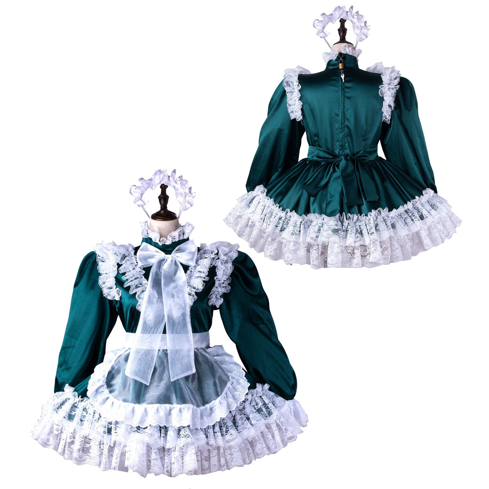 Dark green satin dress G2241