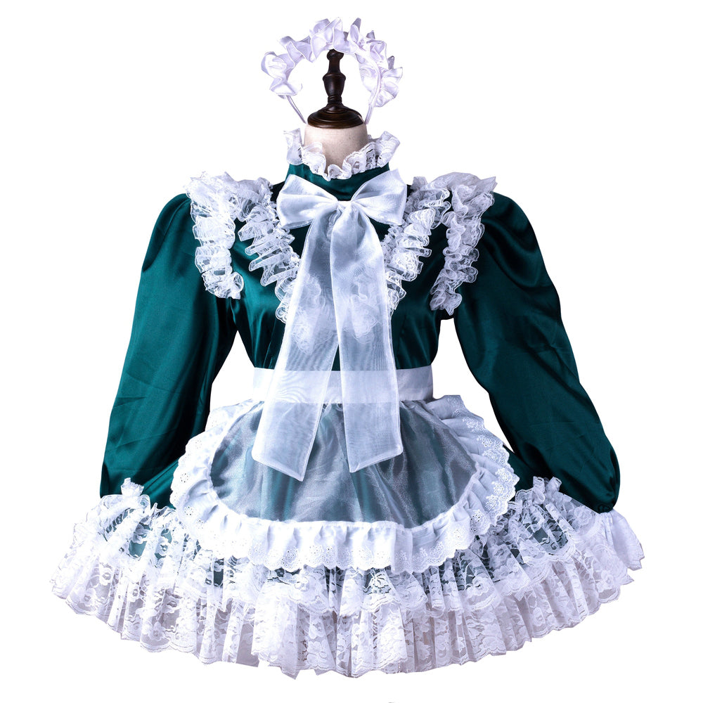Dark green satin dress G2241