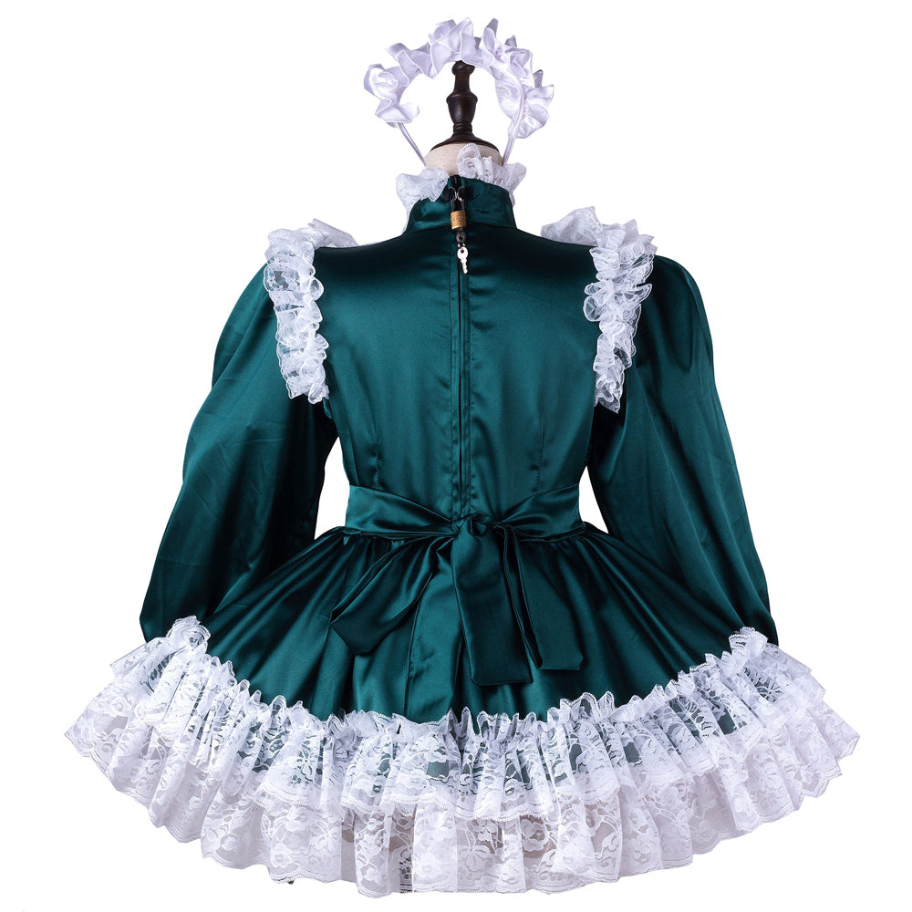 Dark green satin dress G2241