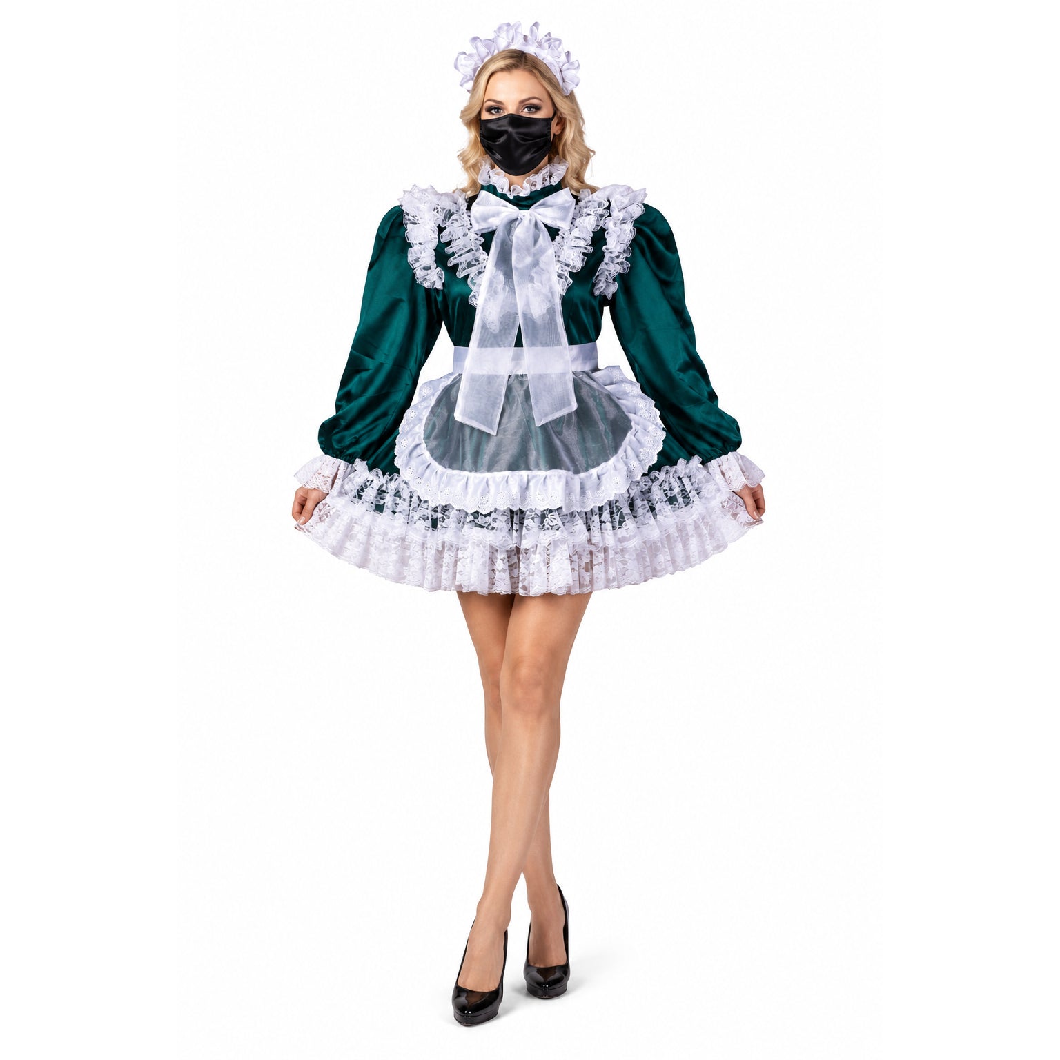 Dark green satin dress G2241