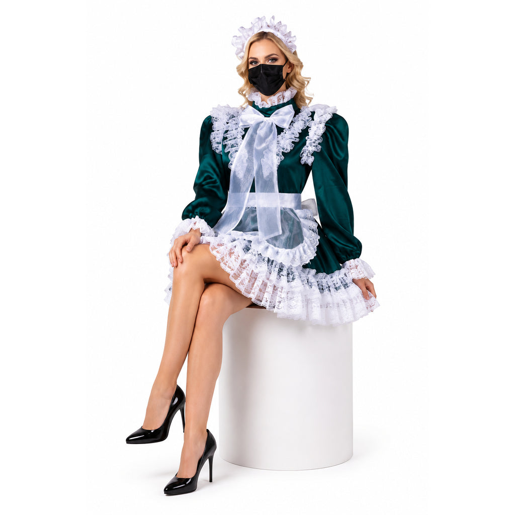 Dark green satin dress G2241