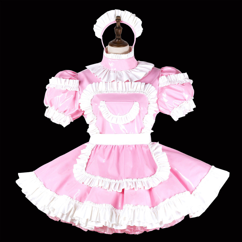 pink thin pvc dress G2242